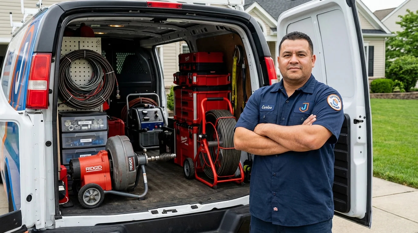 Professional drain cleaning equipment and Johns Plumbing LLC plumber in Virginia Beach