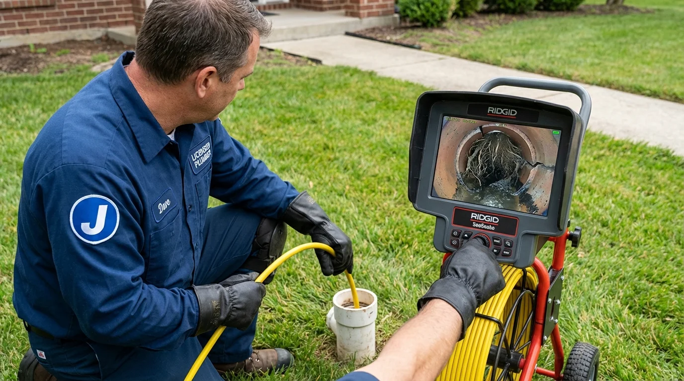 Sewer camera inspection being performed by Johns Plumbing LLC in Virginia Beach