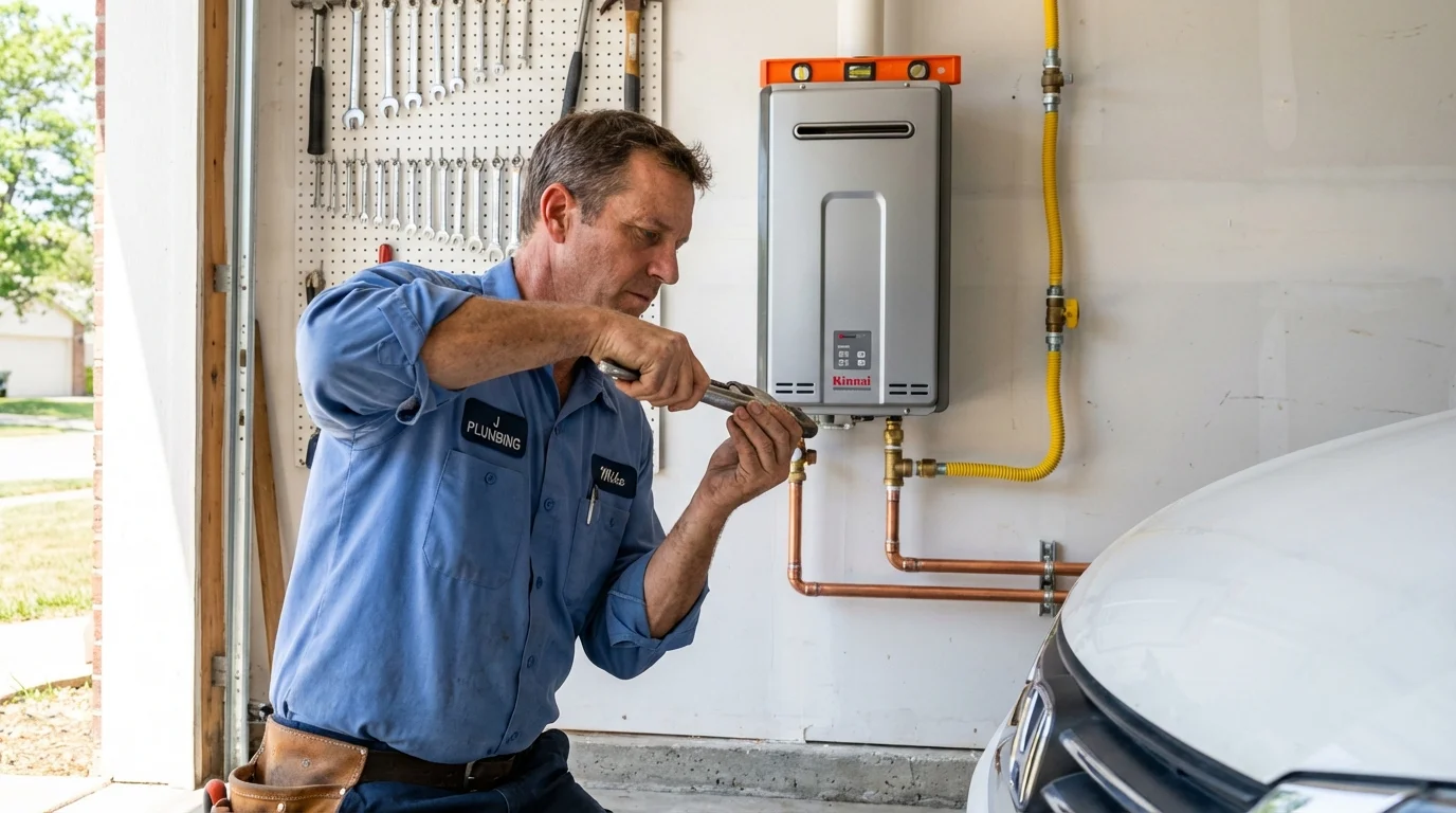 Tankless water heater installation by a Johns Plumbing LLC plumber in Virginia Beach