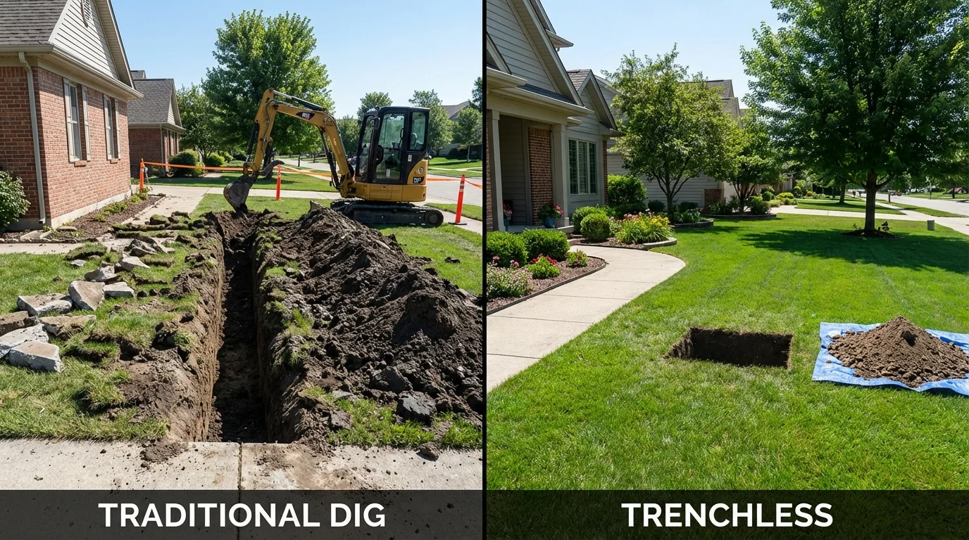 Trenchless sewer repair with minimal yard damage versus traditional excavation in Virginia Beach, VA